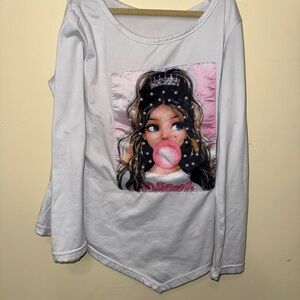 White Kids Shirt with Graphic Print